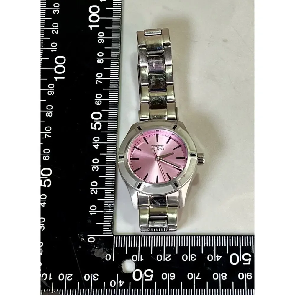 Invicta Women’s Silver Stainless Steel Pink Dial Quartz Wristwatch 50M